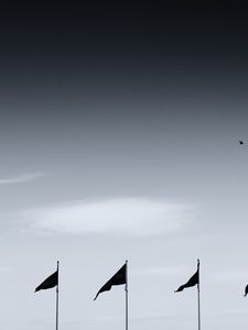 Preview wallpaper flags, sky, minimalism, silhouettes