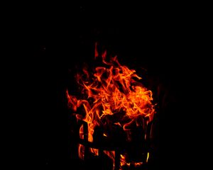 Preview wallpaper flame, bonfire, sparks, fire, black