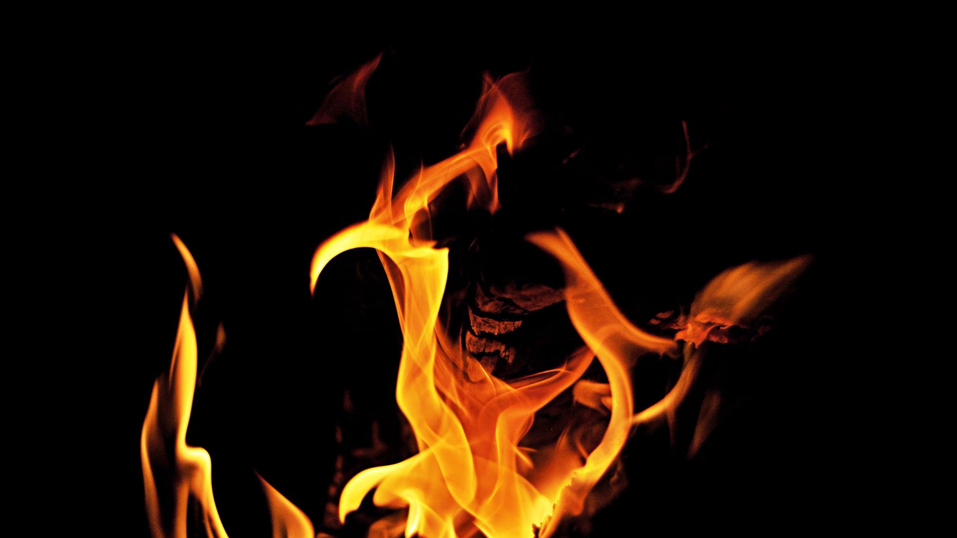 Download wallpaper 1920x1080 flame, fire, bonfire, black full hd, hdtv ...