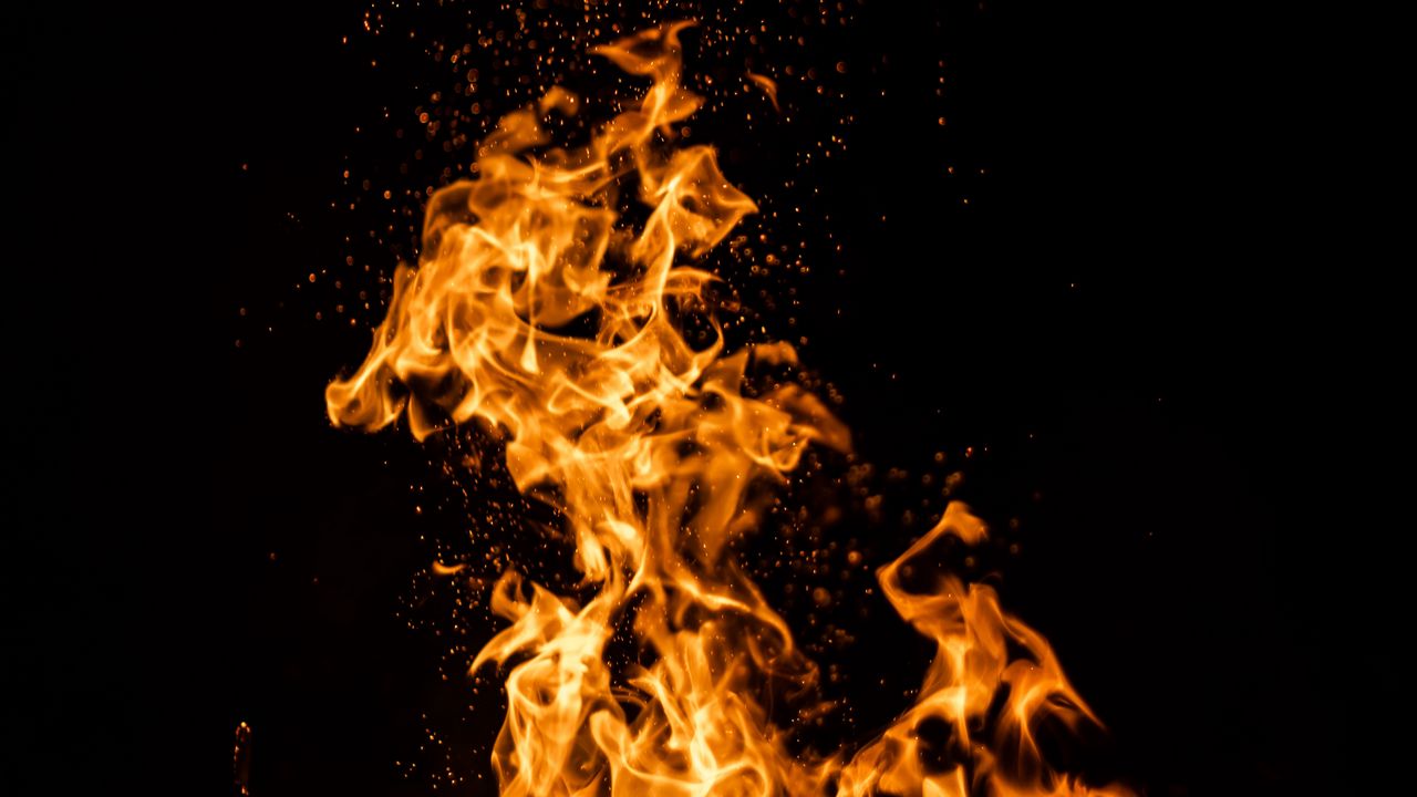 Wallpaper flame, fire, sparks, dark