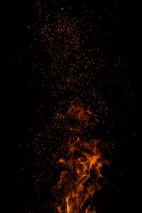 Preview wallpaper flame, sparks, black, dark