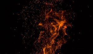 Preview wallpaper flame, sparks, black, dark