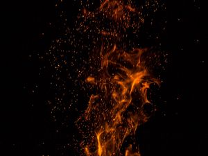 Preview wallpaper flame, sparks, black, dark
