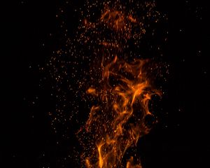 Preview wallpaper flame, sparks, black, dark