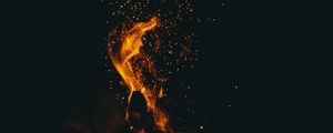 Preview wallpaper flame, sparks, dark, bonfire