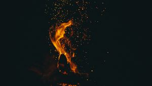 Preview wallpaper flame, sparks, dark, bonfire