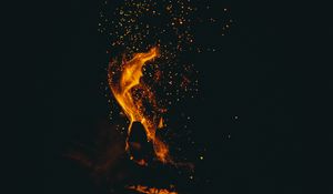 Preview wallpaper flame, sparks, dark, bonfire