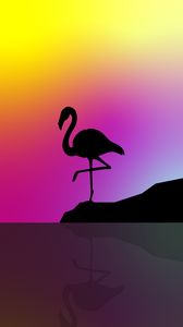 Preview wallpaper flamingo, silhouette, vector, art