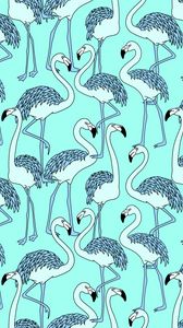 Preview wallpaper flamingos, art, patterns, texture, birds