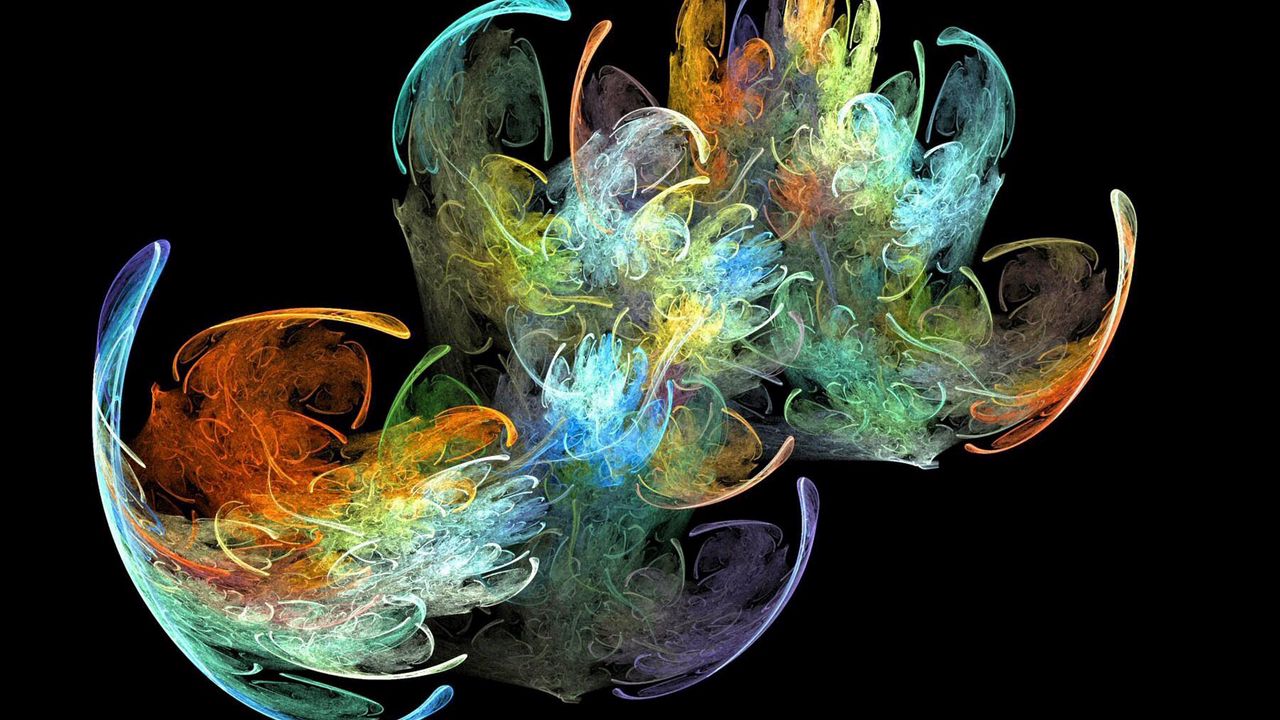 Wallpaper flash, multicolored, fractal, flying, spinning