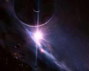 Preview wallpaper flash, planets, asteroids, stars, space