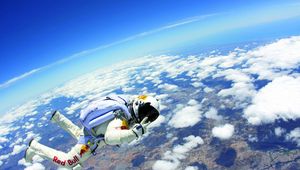 Preview wallpaper flight, sky, space, suit