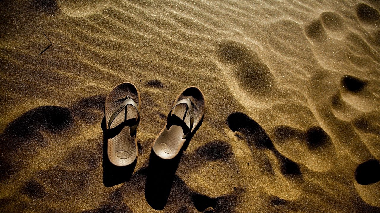 Wallpaper flip flops, sand, beach, shade, summer