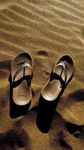 Preview wallpaper flip flops, sand, beach, shade, summer