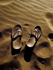 Preview wallpaper flip flops, sand, beach, shade, summer