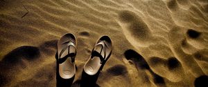 Preview wallpaper flip flops, sand, beach, shade, summer