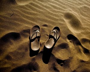 Preview wallpaper flip flops, sand, beach, shade, summer