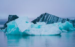 Preview wallpaper floe, river, iceland, cold, north, ice