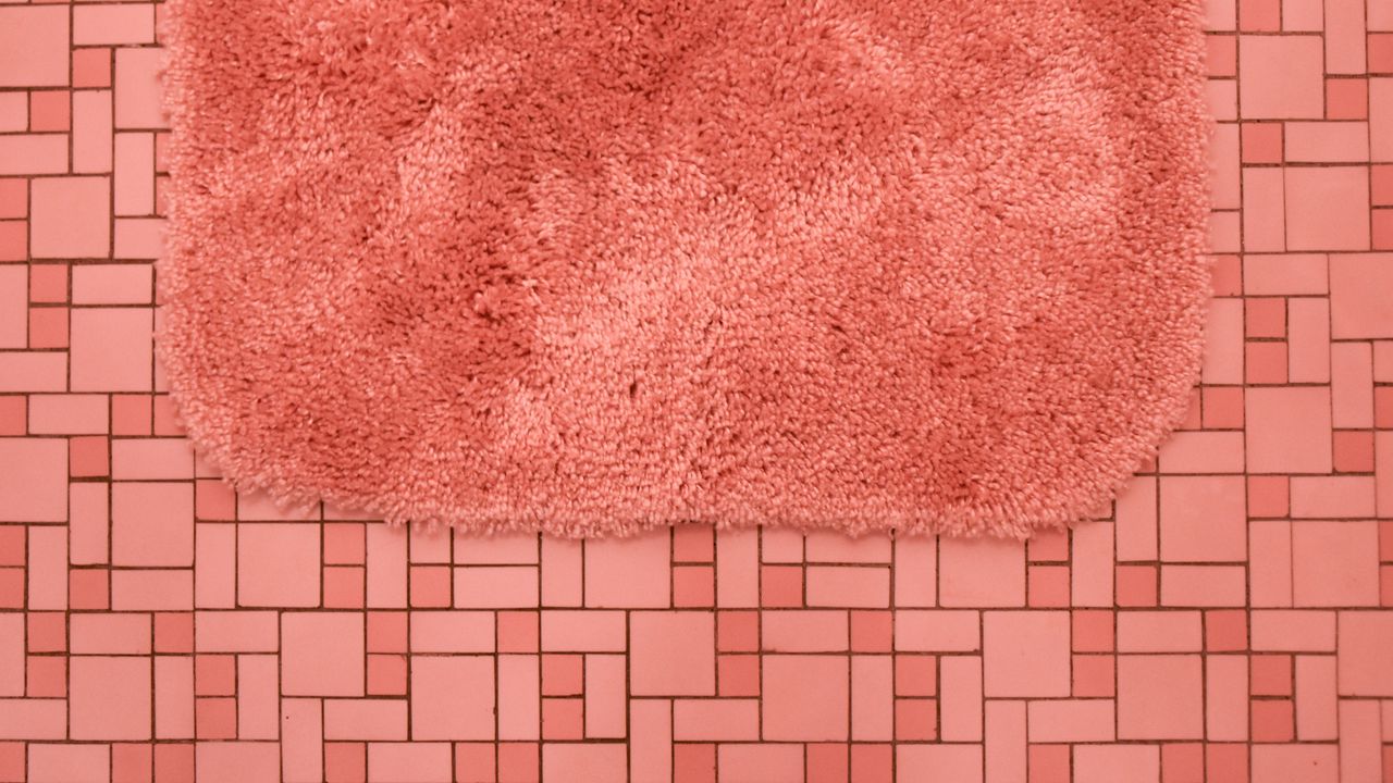Wallpaper floor, pink, rug, tile