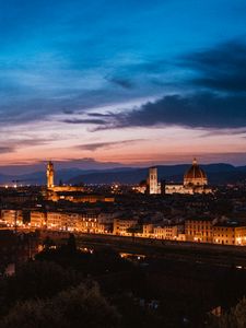 Preview wallpaper florence, italy, night city, top view