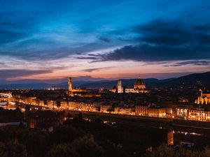Preview wallpaper florence, italy, night city, top view