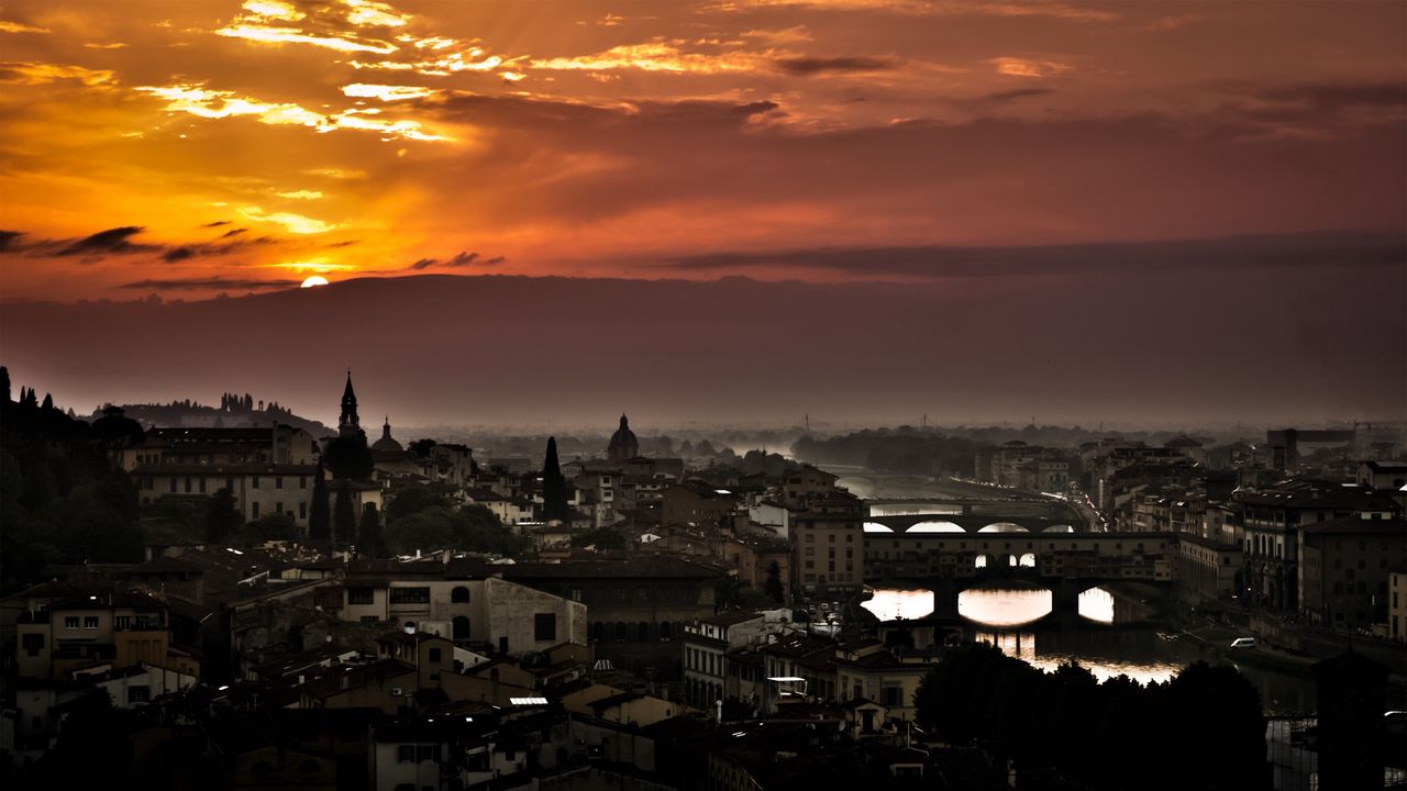Wallpaper florence, italy, sunset, sky, buildings