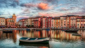 Preview wallpaper florida, boat, orlando, buildings, evening, hdr