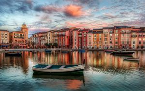 Preview wallpaper florida, boat, orlando, buildings, evening, hdr
