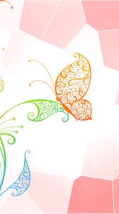 Preview wallpaper flower, butterfly, dots, abstract, vector