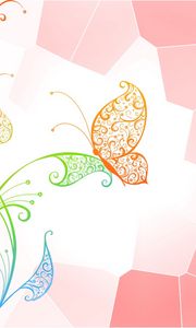 Preview wallpaper flower, butterfly, dots, abstract, vector