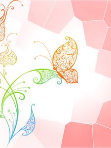 Preview wallpaper flower, butterfly, dots, abstract, vector