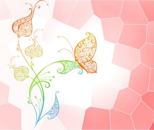 Preview wallpaper flower, butterfly, dots, abstract, vector