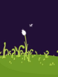 Preview wallpaper flower, field, art, drawing, grass, plant