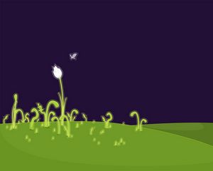 Preview wallpaper flower, field, art, drawing, grass, plant