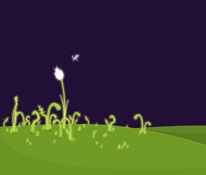 Preview wallpaper flower, field, art, drawing, grass, plant