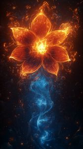 Preview wallpaper flower, flame, dark, art