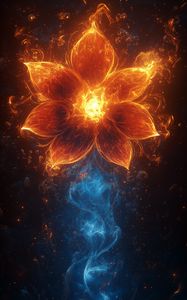 Preview wallpaper flower, flame, dark, art