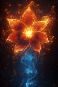 Preview wallpaper flower, flame, dark, art