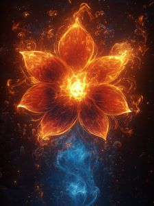 Preview wallpaper flower, flame, dark, art