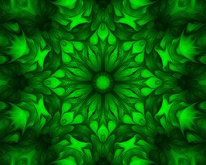 Preview wallpaper flower, fractal, kaleidoscope, background, green