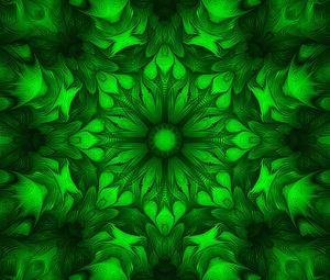 Preview wallpaper flower, fractal, kaleidoscope, background, green