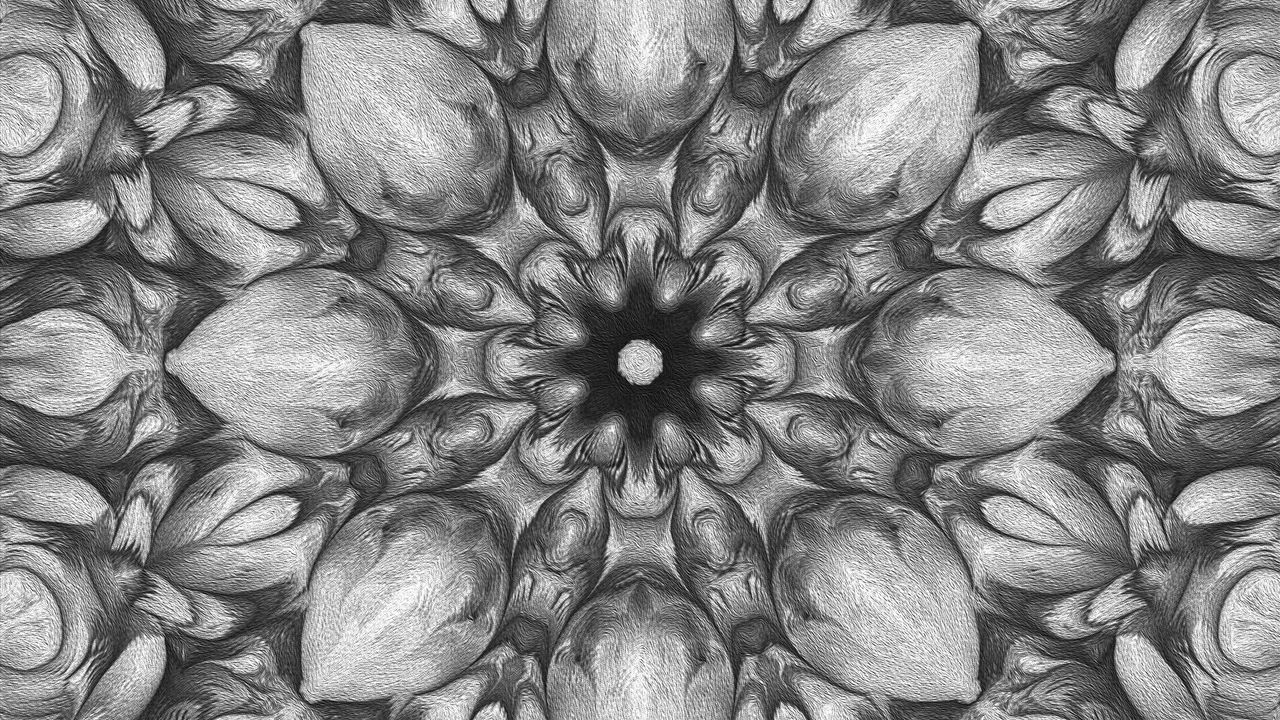 Wallpaper flower, fractal, kaleidoscope, background, gray
