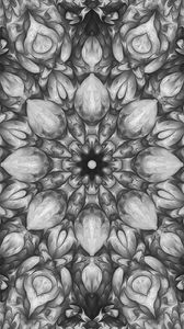 Preview wallpaper flower, fractal, kaleidoscope, background, gray