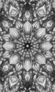 Preview wallpaper flower, fractal, kaleidoscope, background, gray
