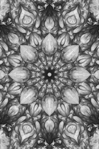 Preview wallpaper flower, fractal, kaleidoscope, background, gray
