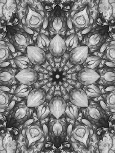 Preview wallpaper flower, fractal, kaleidoscope, background, gray