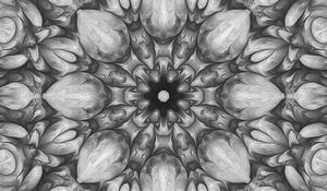 Preview wallpaper flower, fractal, kaleidoscope, background, gray