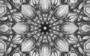 Preview wallpaper flower, fractal, kaleidoscope, background, gray