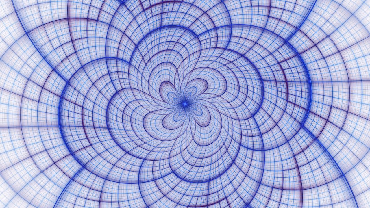 Wallpaper flower, fractal, lines, intersection, blue