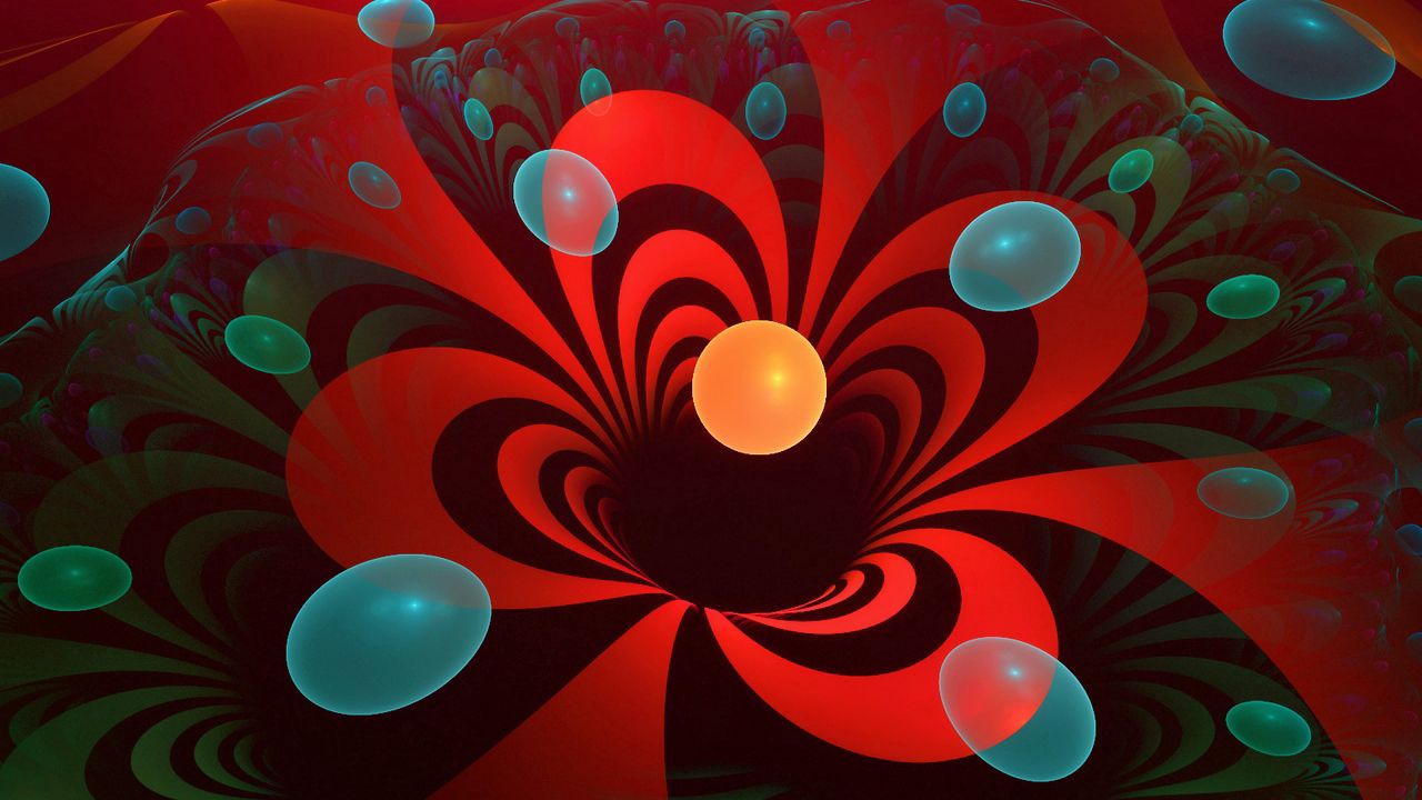 Wallpaper flower, fractal, red, ball